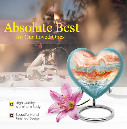 Vibrant Swirl urn with heart design