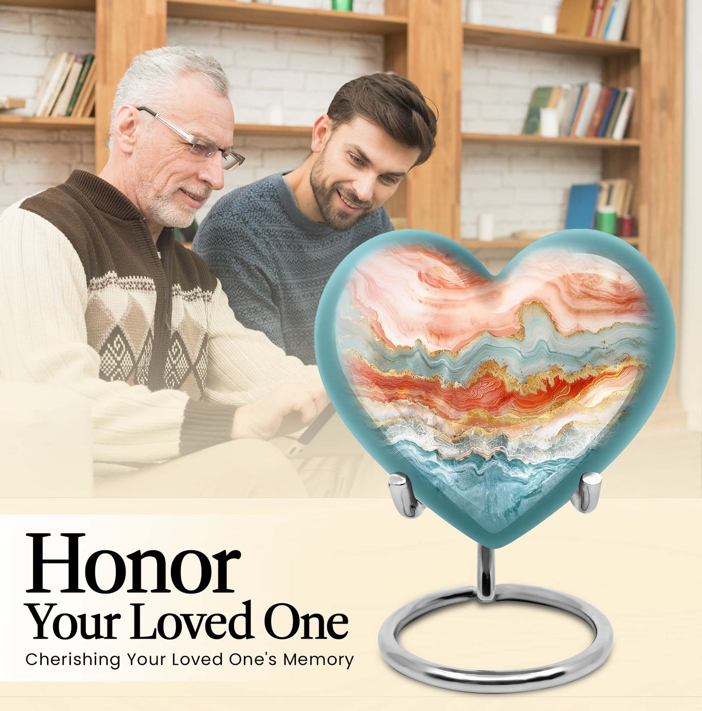 Vibrant Swirl urn with heart design