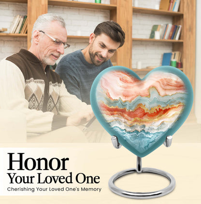 Vibrant Swirl urn with heart design