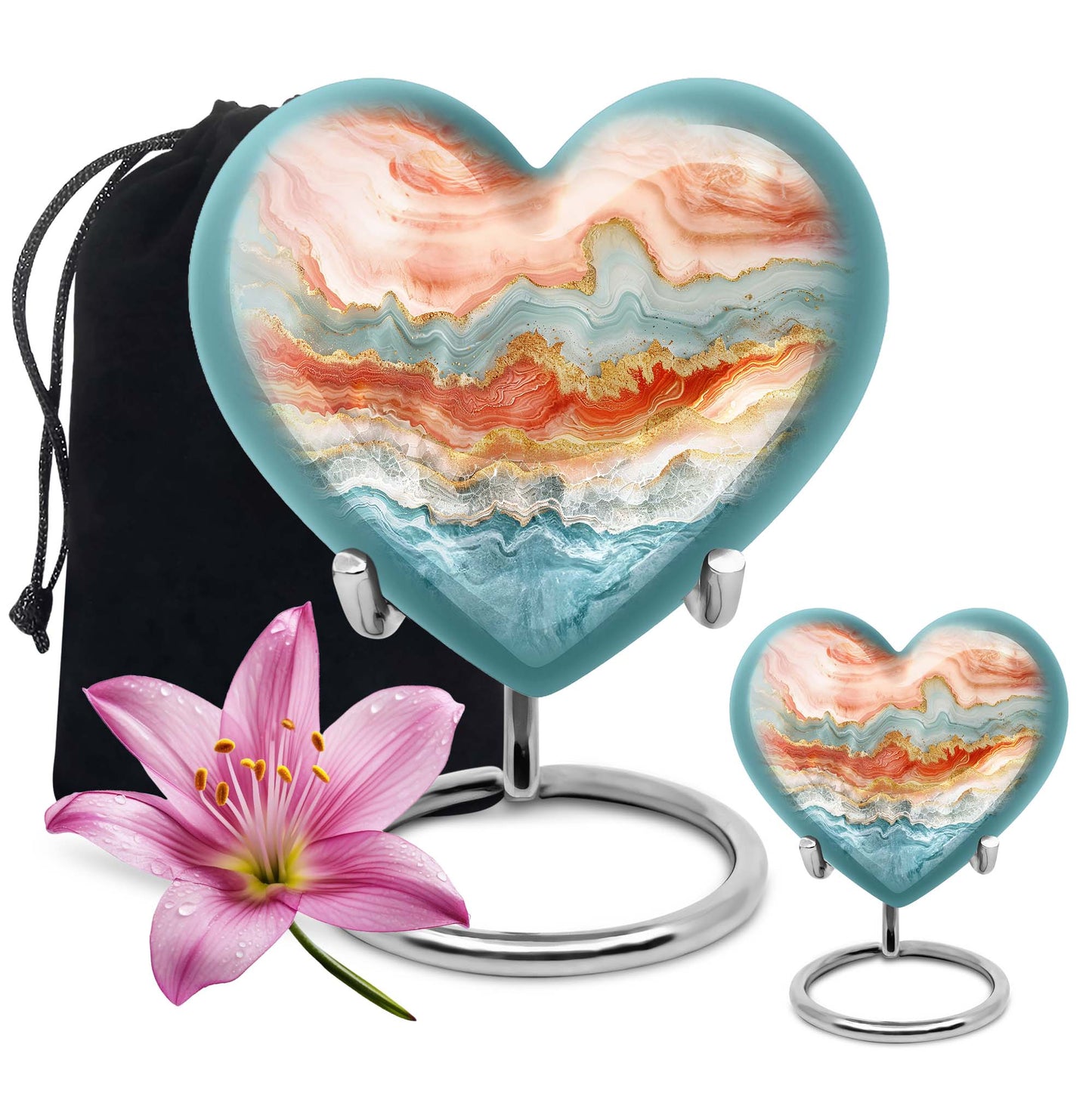 Vibrant Swirl urn with heart design