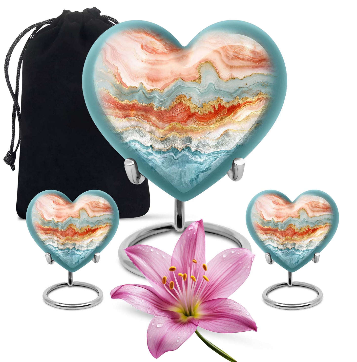 Vibrant Swirl urn with heart design
