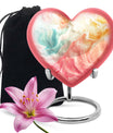 Vibrant Swirl Heart Urn with Abstract Design