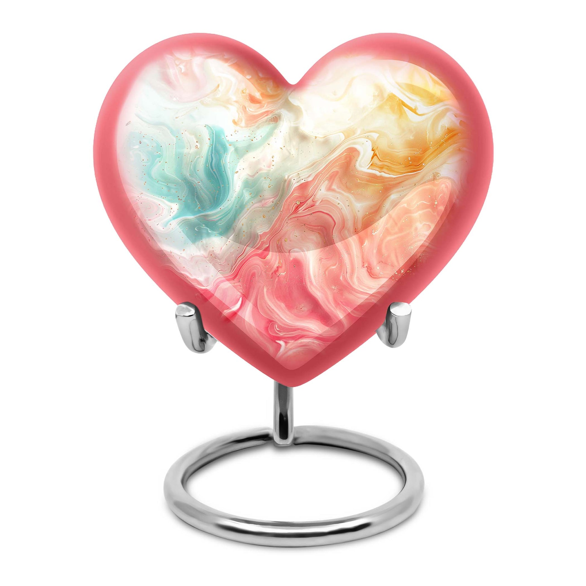 Vibrant Swirl Heart Urn with Abstract Design