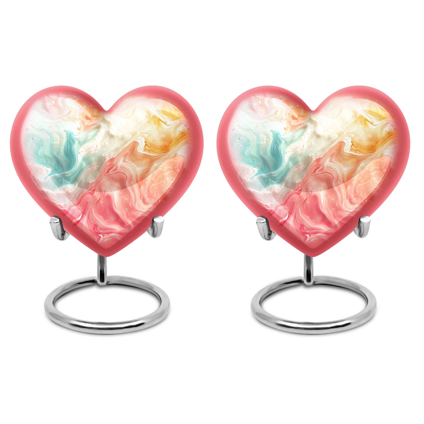 Vibrant Swirl Heart Urn with Abstract Design