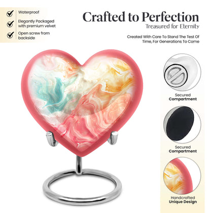 Vibrant Swirl Heart Urn with Abstract Design