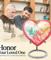 Vibrant Swirl Heart Urn with Abstract Design