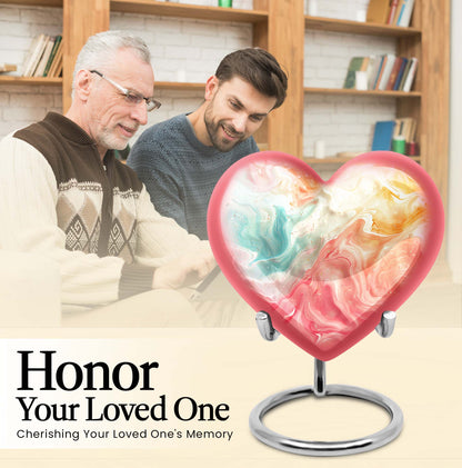 Vibrant Swirl Heart Urn with Abstract Design