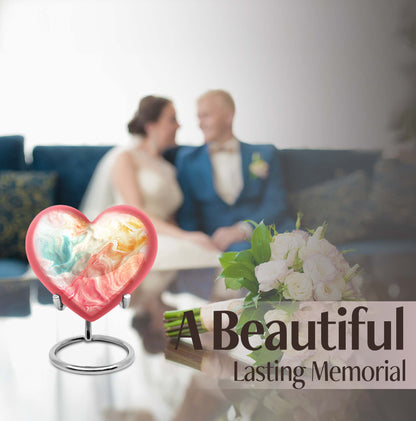 Vibrant Swirl Heart Urn with Abstract Design
