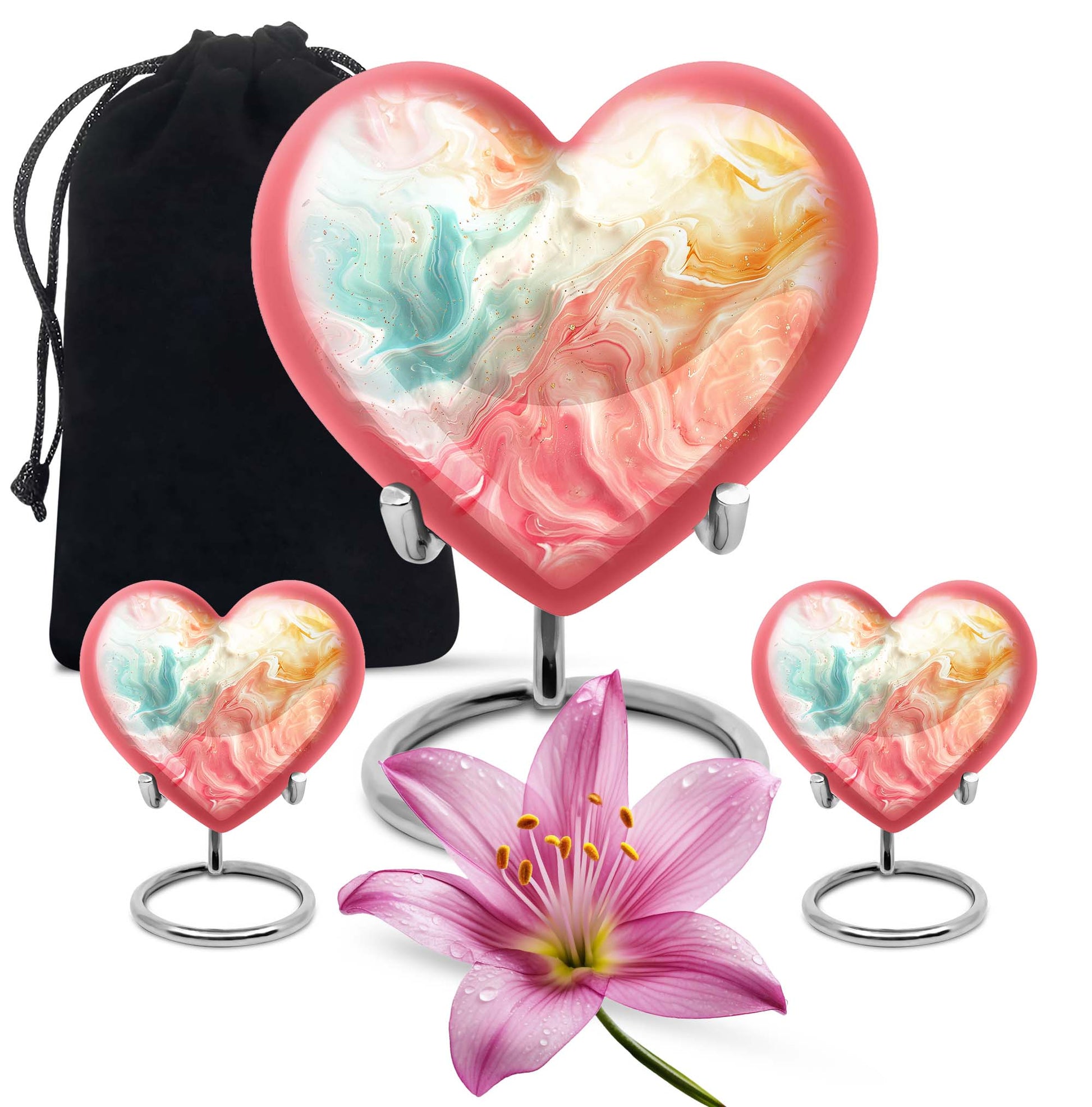 Vibrant Swirl Heart Urn with Abstract Design