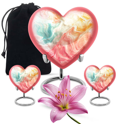 Vibrant Swirl Heart Urn with Abstract Design