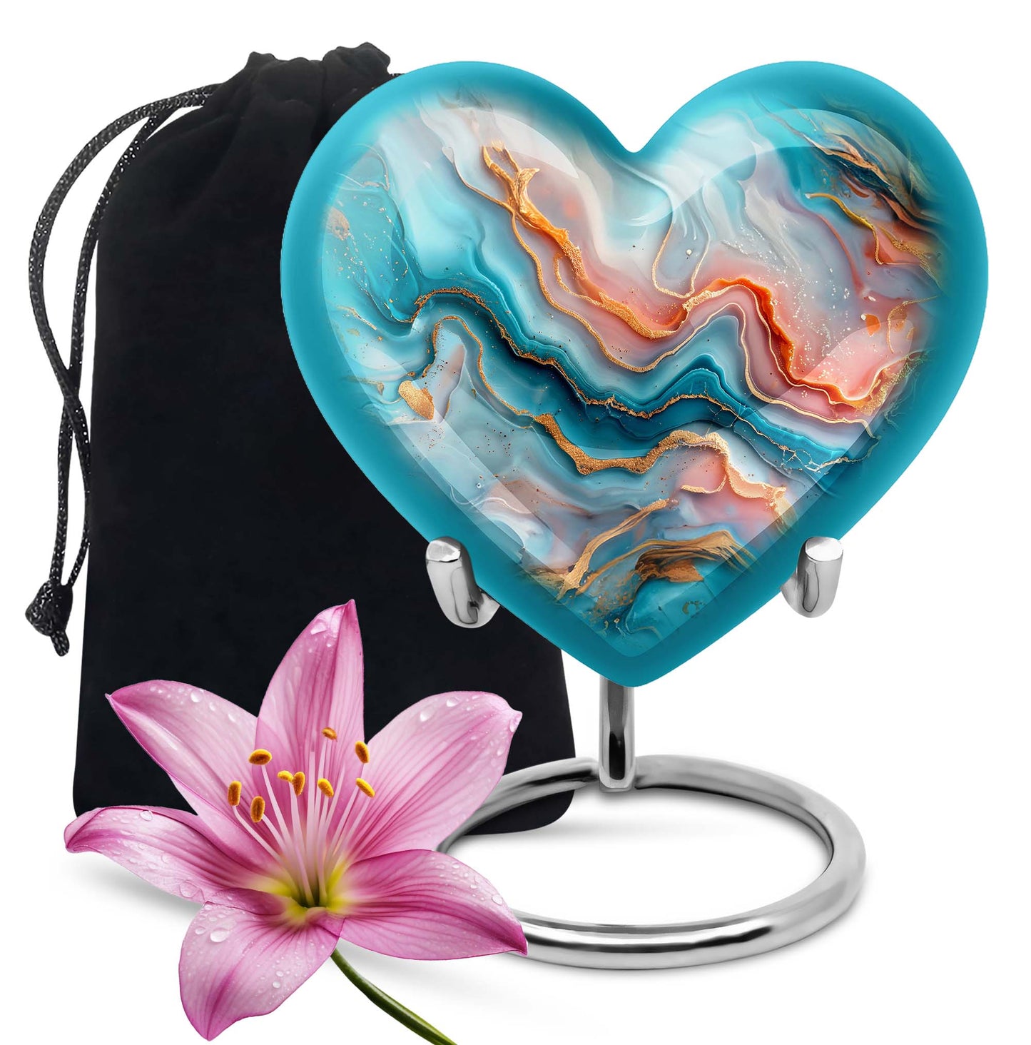 Vibrant Swirl Heart Urn for men and women