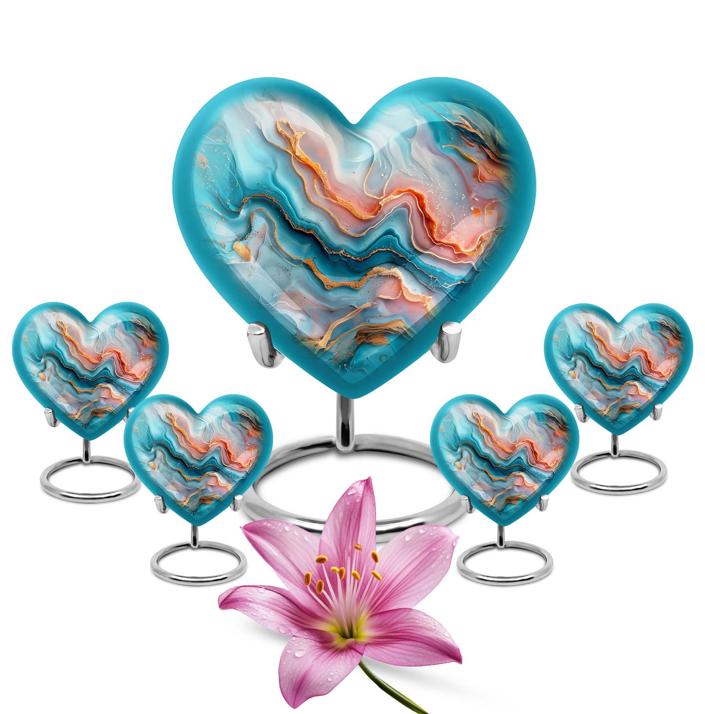 Vibrant Swirl Heart Urn for men and women