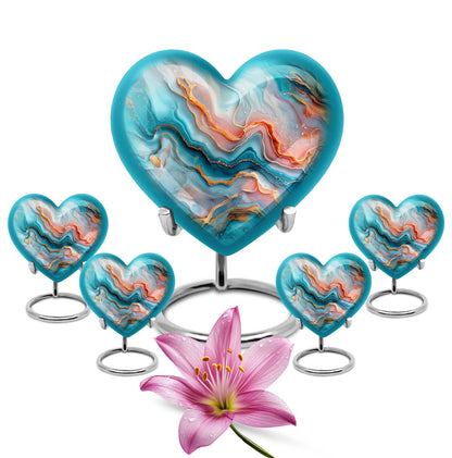Vibrant Swirl Heart Urn for men and women