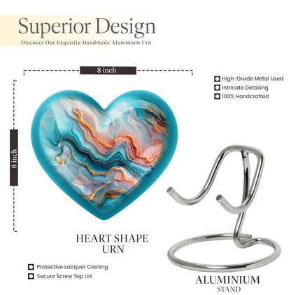 Vibrant Swirl Heart Urn for men and women