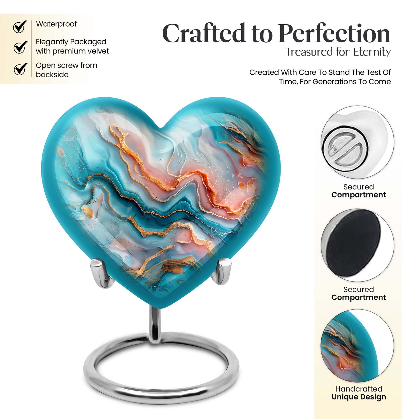 Vibrant Swirl Heart Urn for men and women