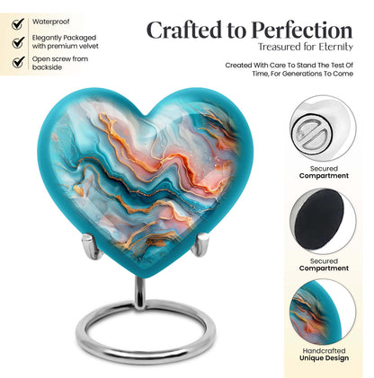 Vibrant Swirl Heart Urn for men and women