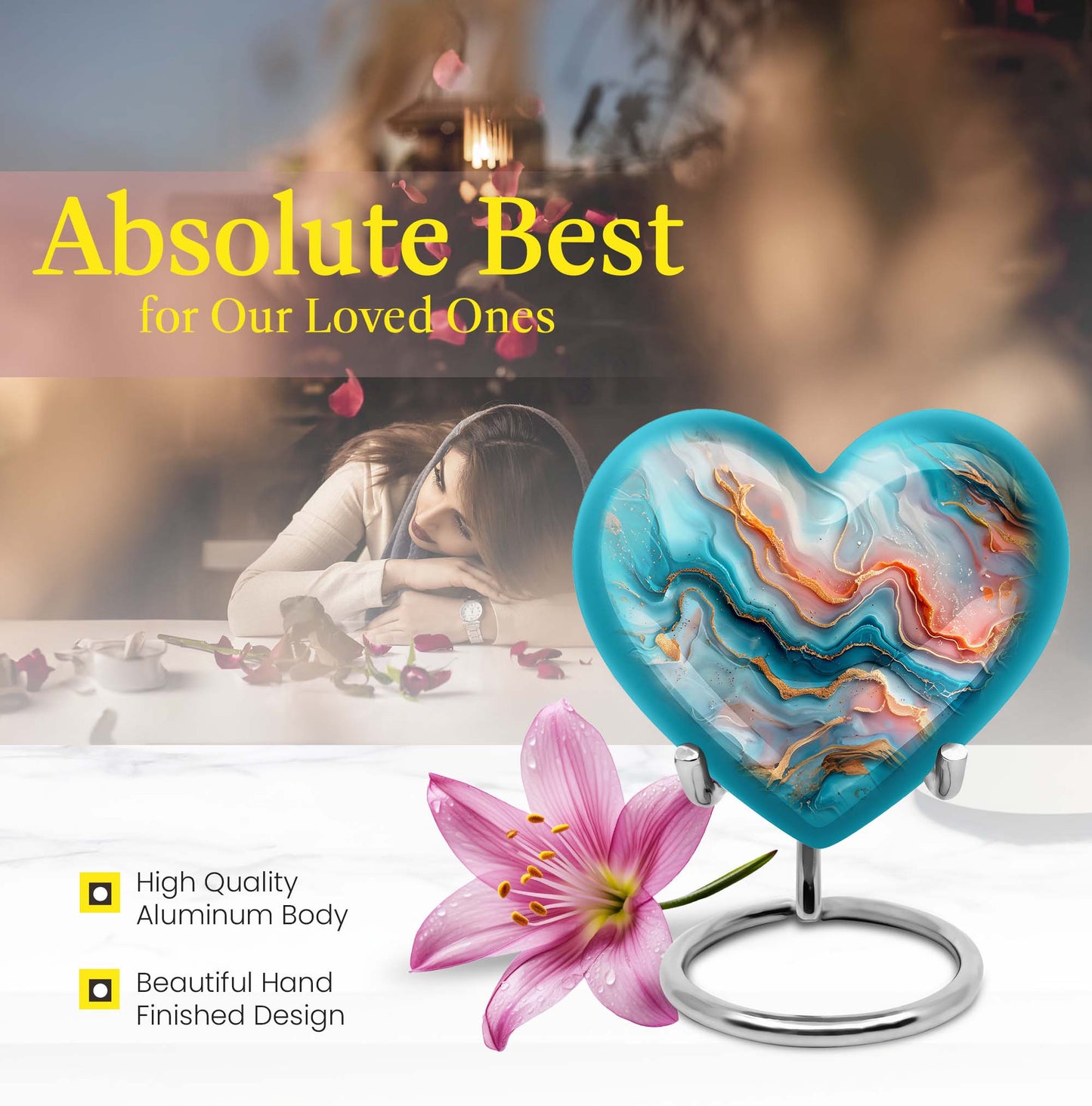 Vibrant Swirl Heart Urn for men and women