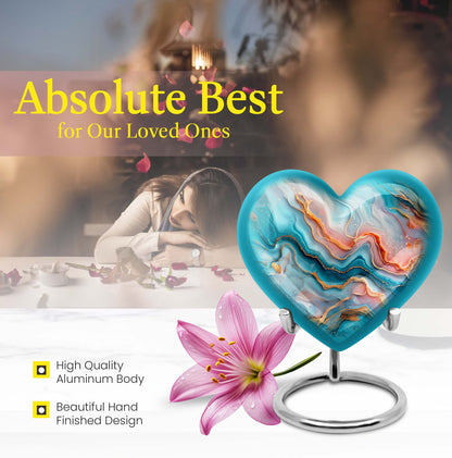 Vibrant Swirl Heart Urn for men and women