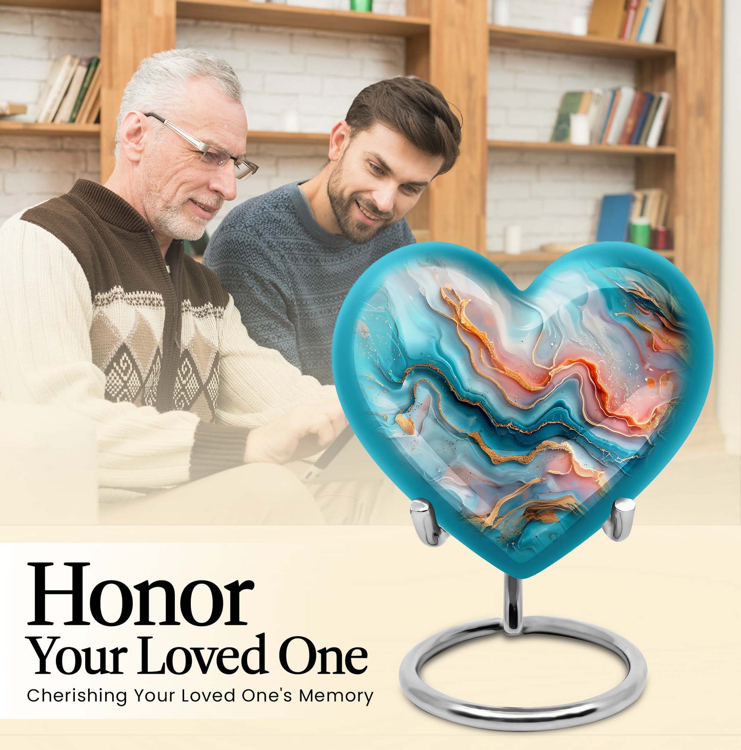Vibrant Swirl Heart Urn for men and women