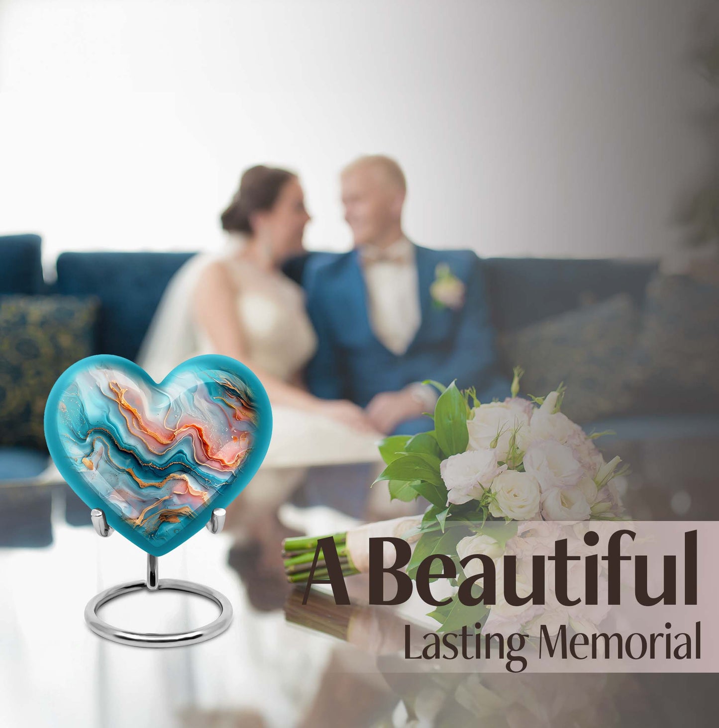 Vibrant Swirl Heart Urn for men and women