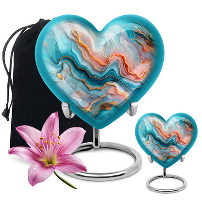 Vibrant Swirl Heart Urn for men and women