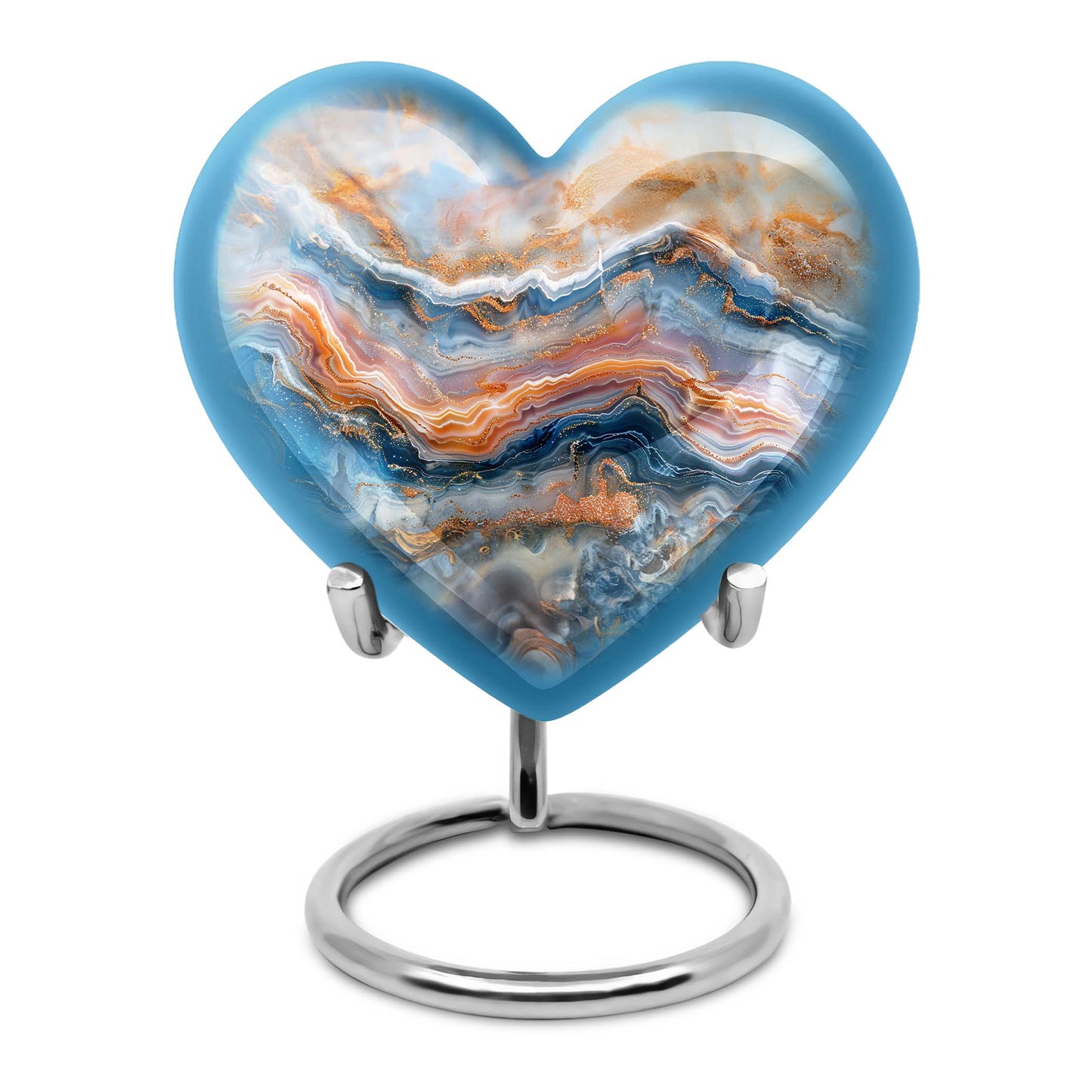 vibrant swirl heart-shaped memorial urn for mom's ashes