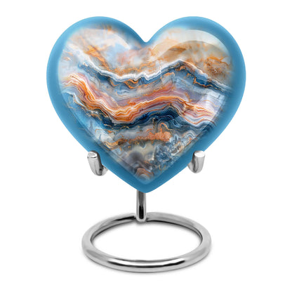 vibrant swirl heart-shaped memorial urn for mom's ashes