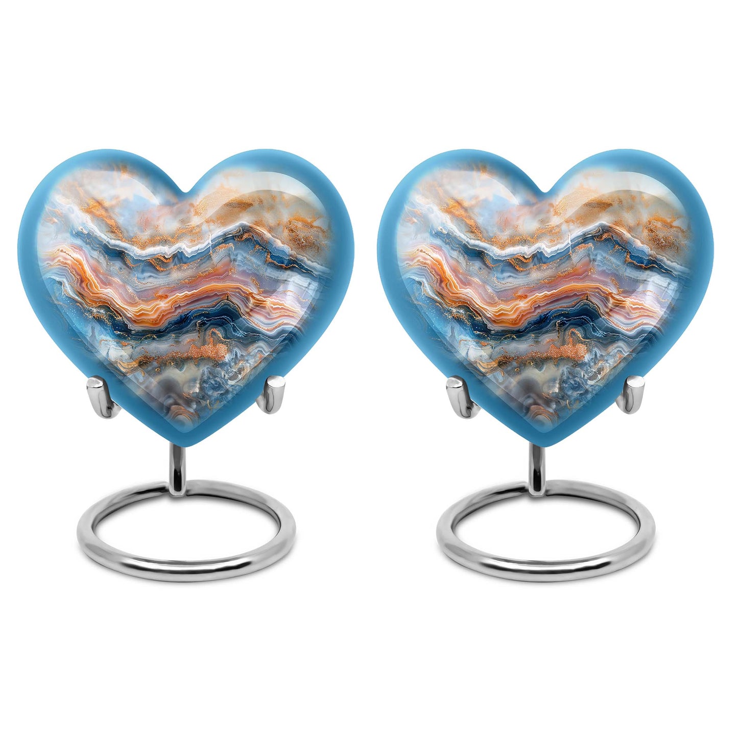 vibrant swirl heart-shaped memorial urn for mom's ashes