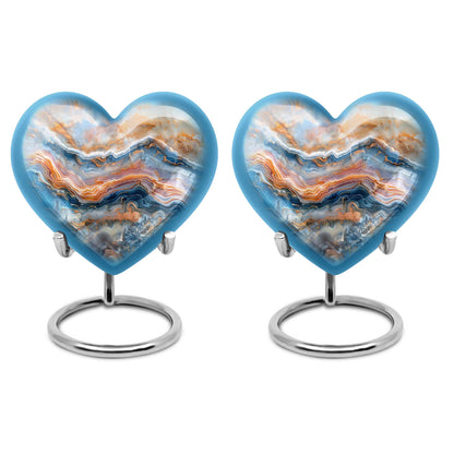 vibrant swirl heart-shaped memorial urn for mom's ashes