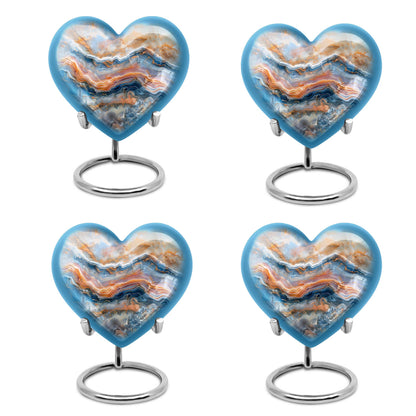 vibrant swirl heart-shaped memorial urn for mom's ashes