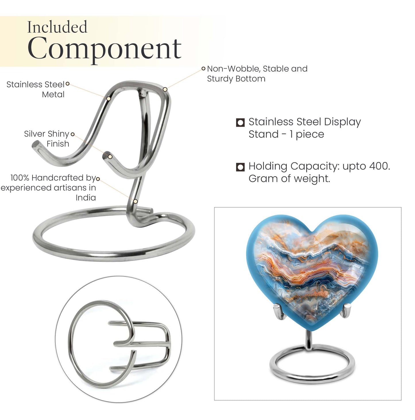 vibrant swirl heart-shaped memorial urn for mom's ashes