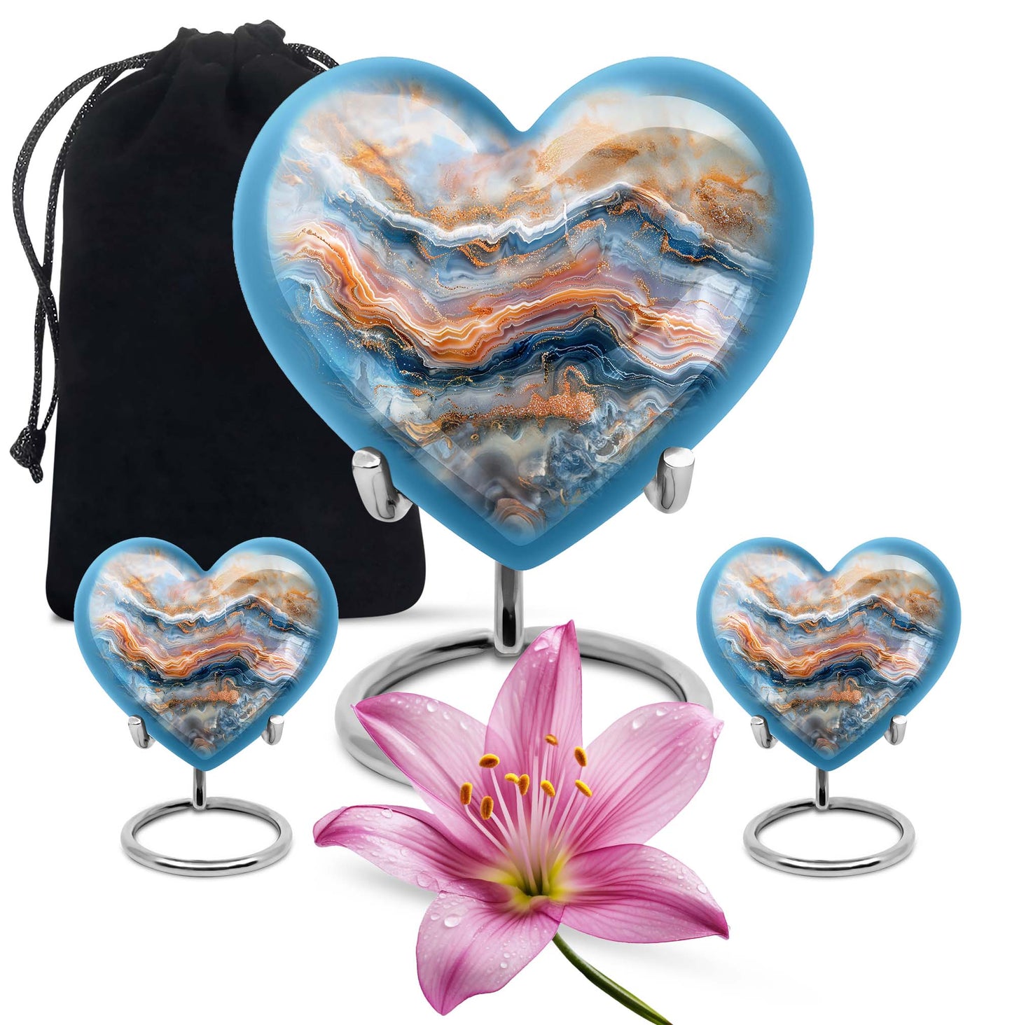vibrant swirl heart-shaped memorial urn for mom's ashes
