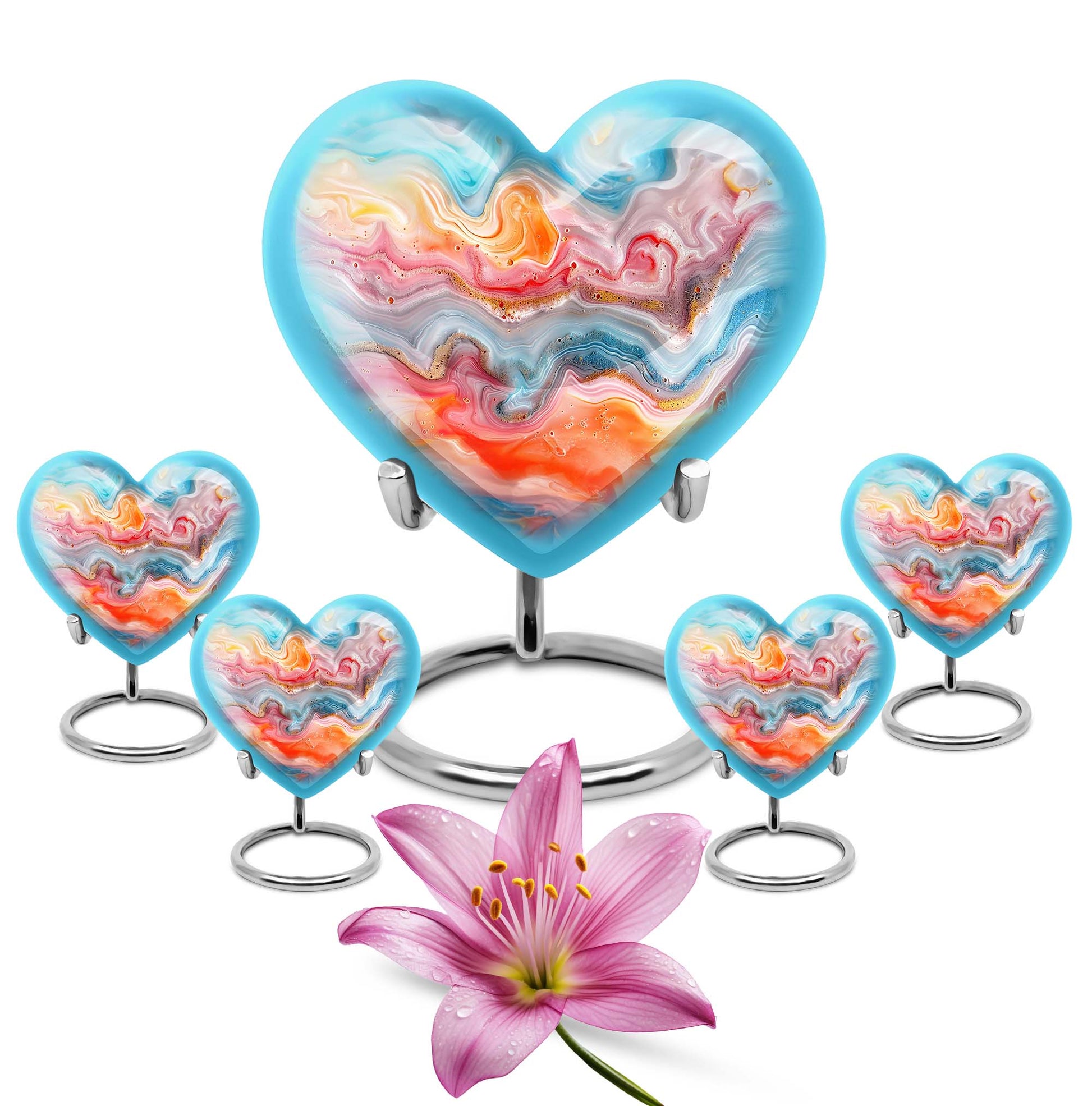 Vibrant Swirl Heart Urn for ashes