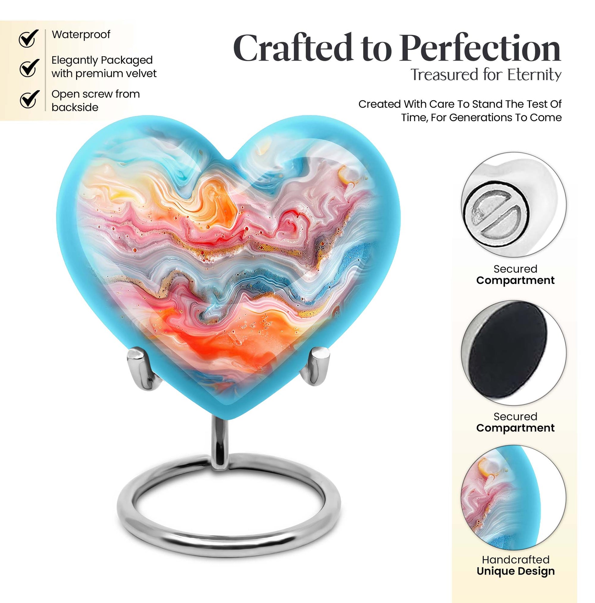 Vibrant Swirl Heart Urn for ashes