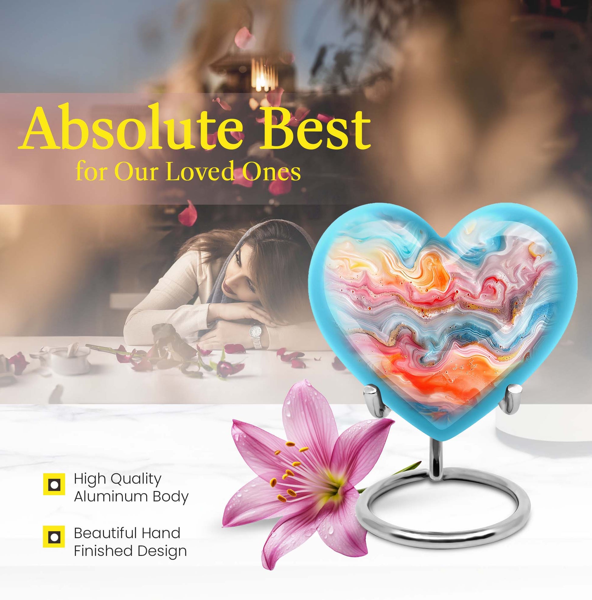 Vibrant Swirl Heart Urn for ashes