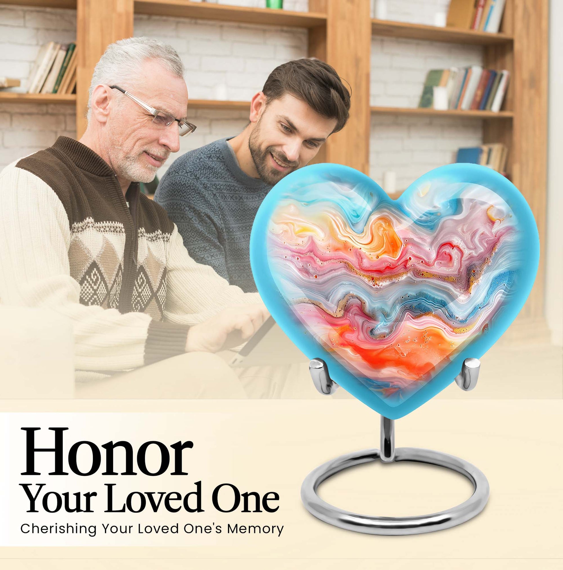 Vibrant Swirl Heart Urn for ashes