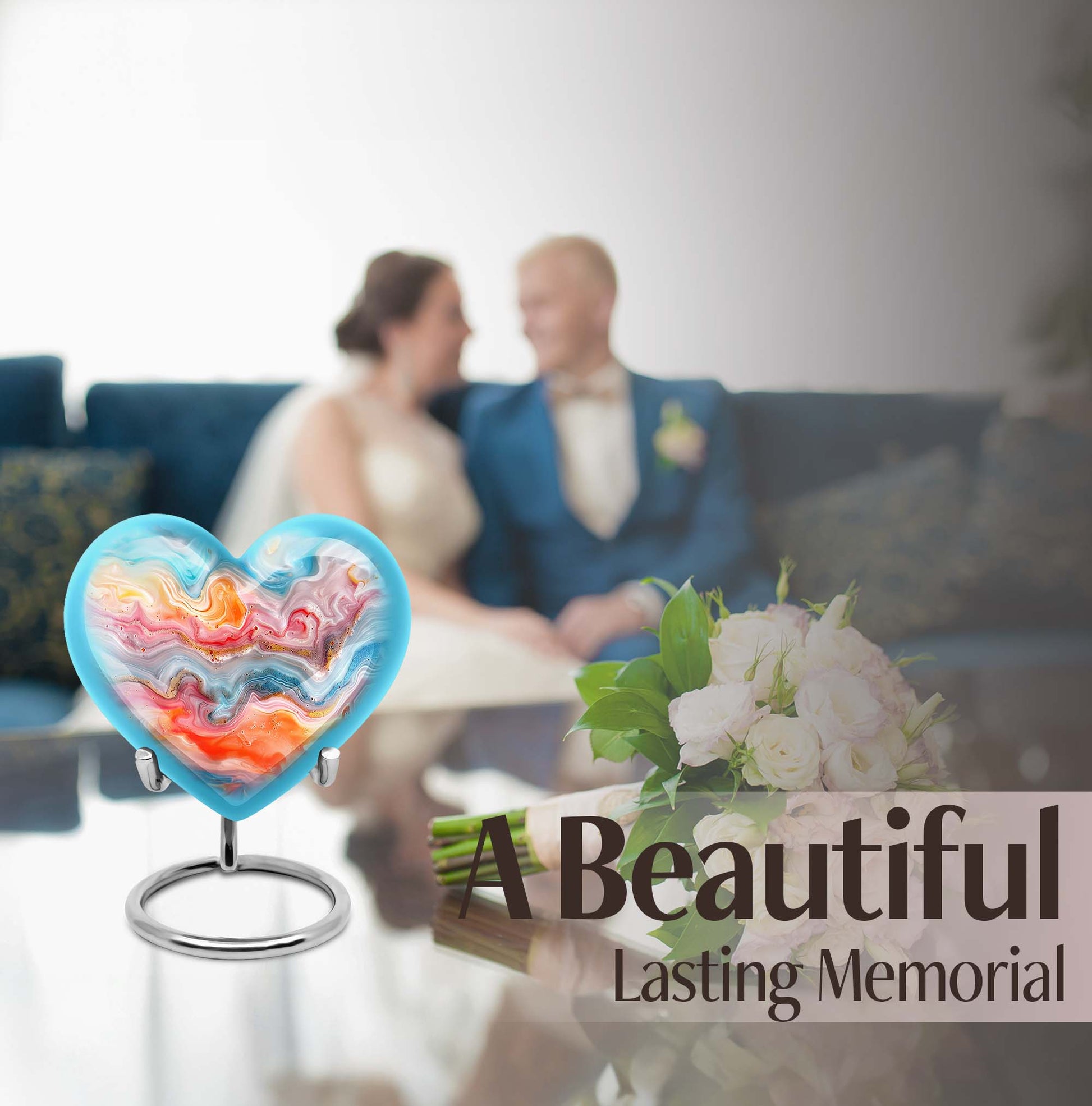 Vibrant Swirl Heart Urn for ashes