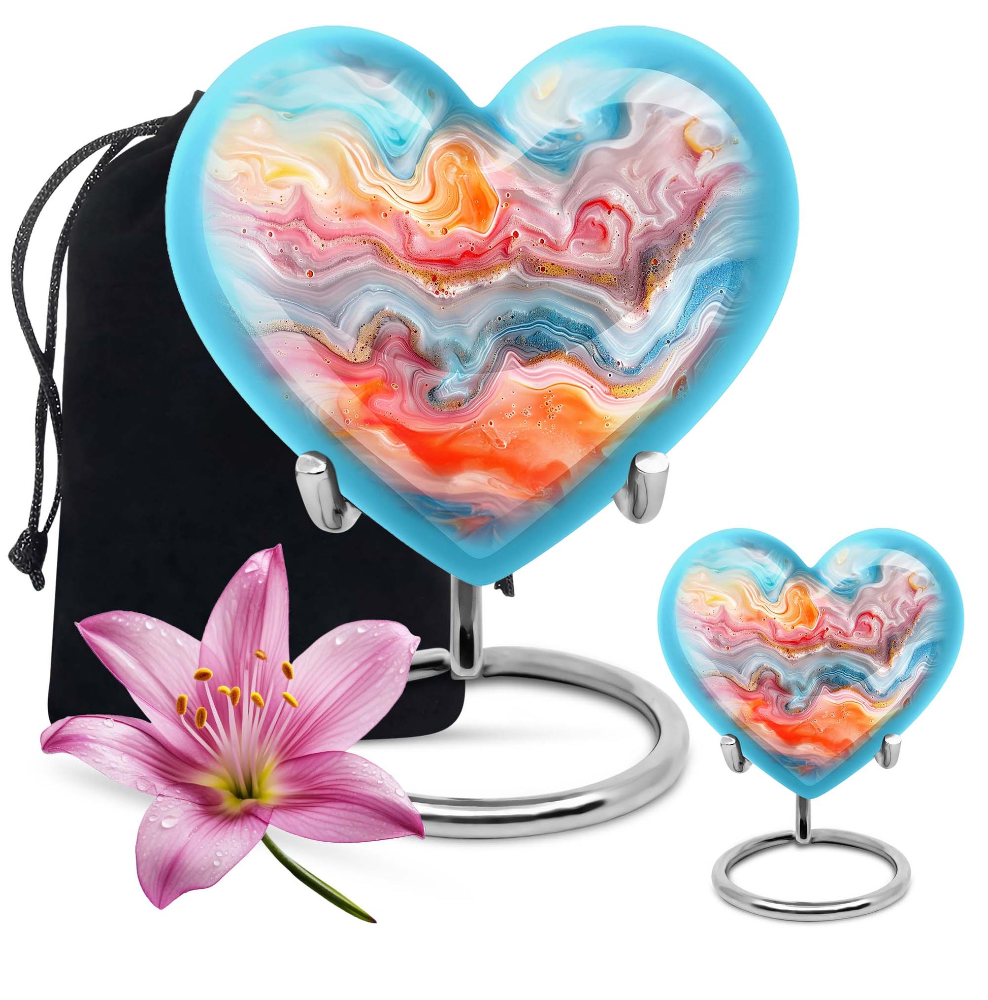Vibrant Swirl Heart Urn for ashes