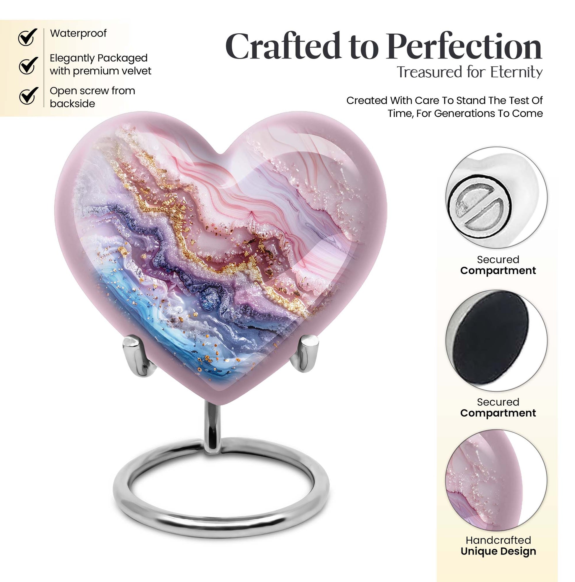 Vibrant Swirl Heart Urn for ashes