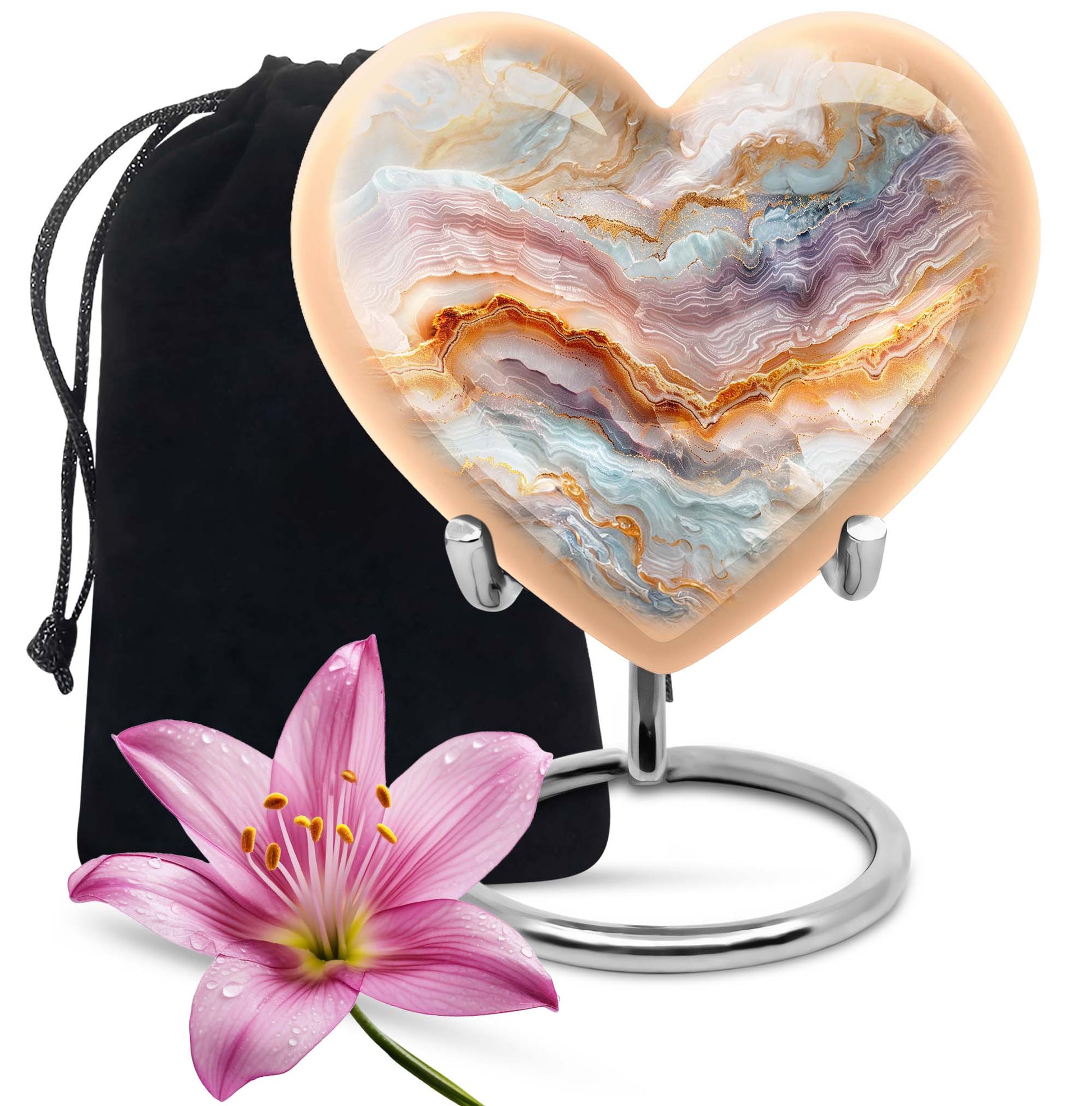 heart-themed abstract urn for adult human ashes