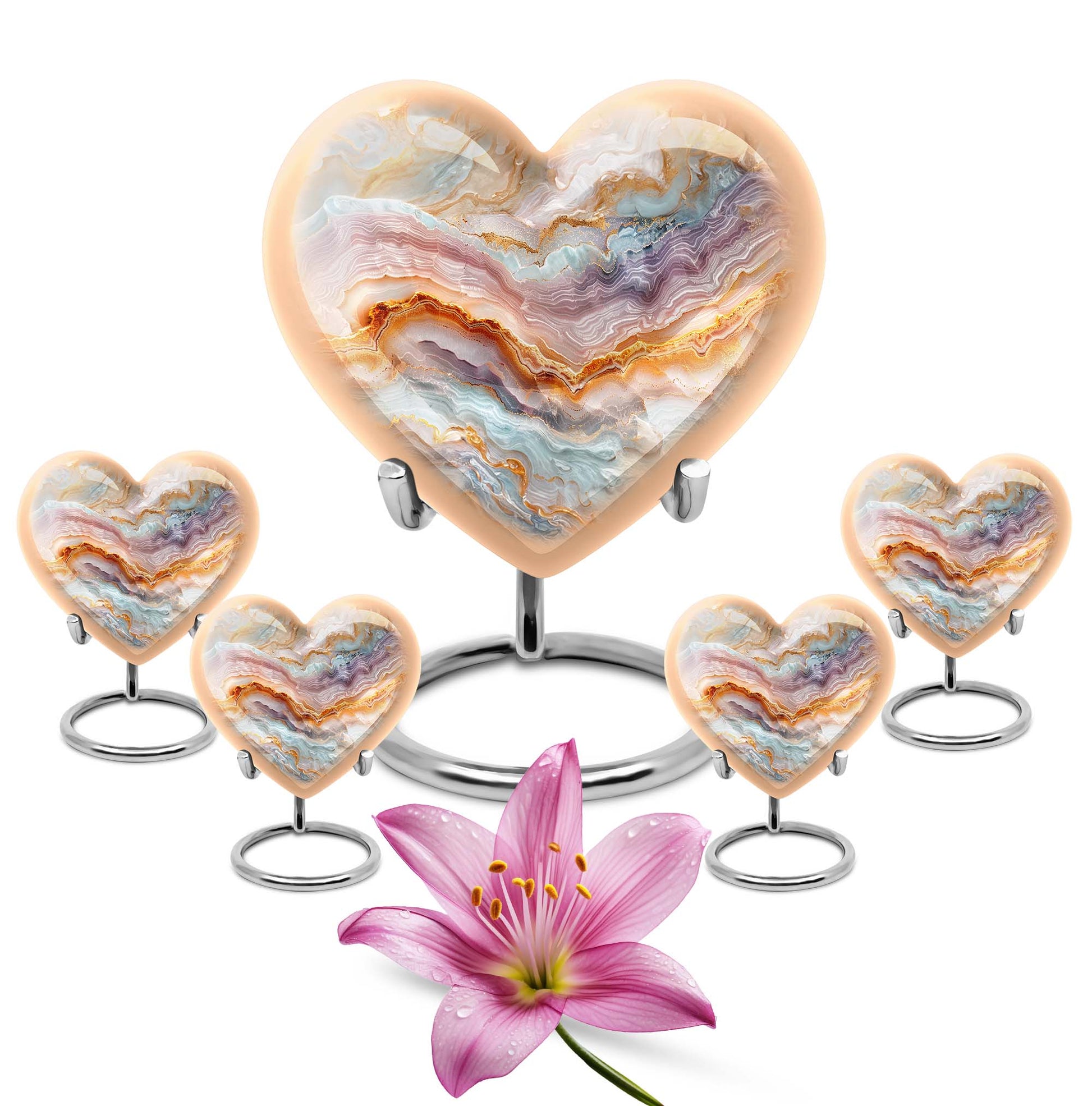 heart-themed abstract urn for adult human ashes