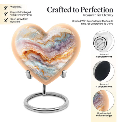 heart-themed abstract urn for adult human ashes