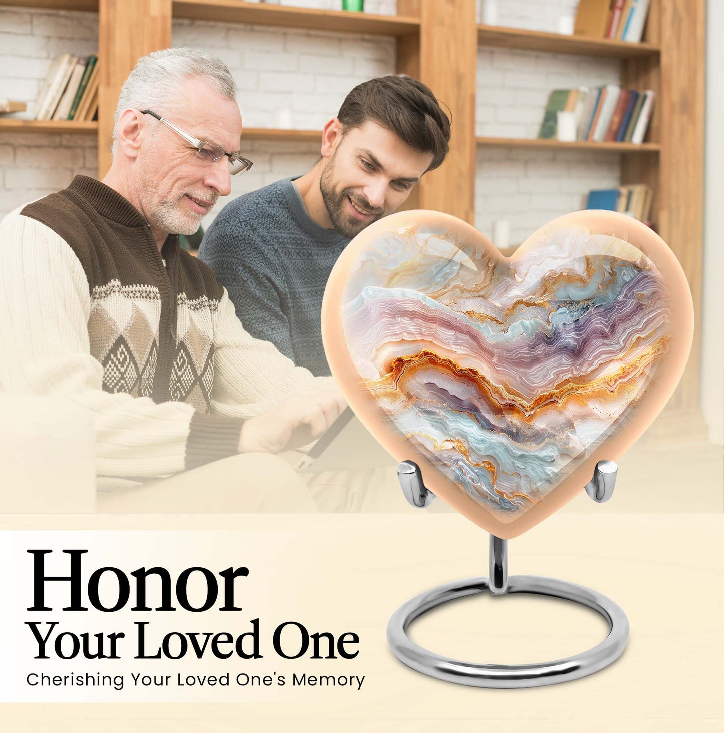 heart-themed abstract urn for adult human ashes