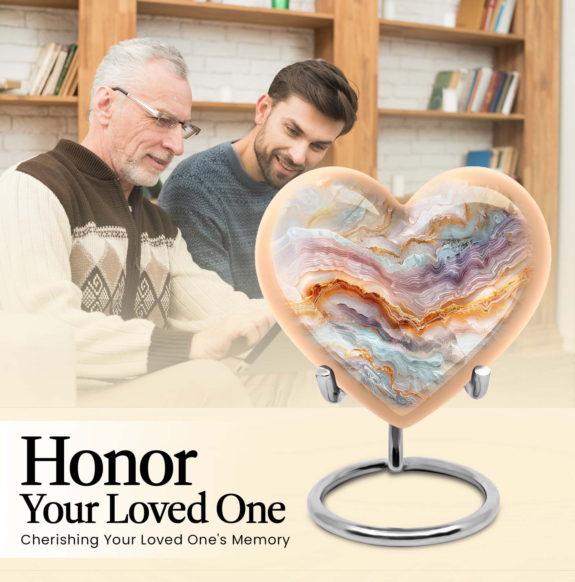 heart-themed abstract urn for adult human ashes