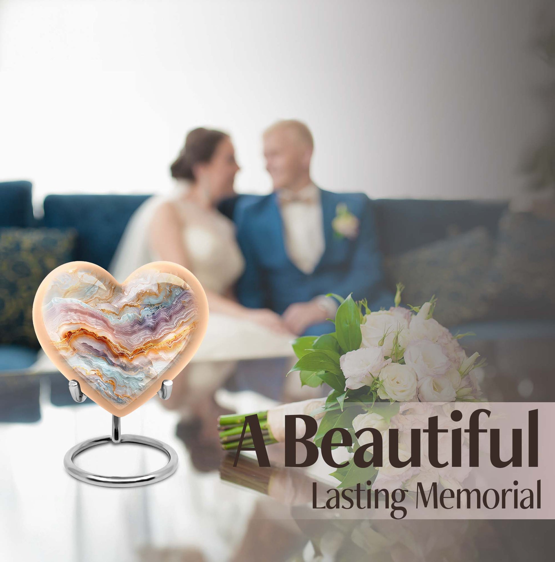 heart-themed abstract urn for adult human ashes