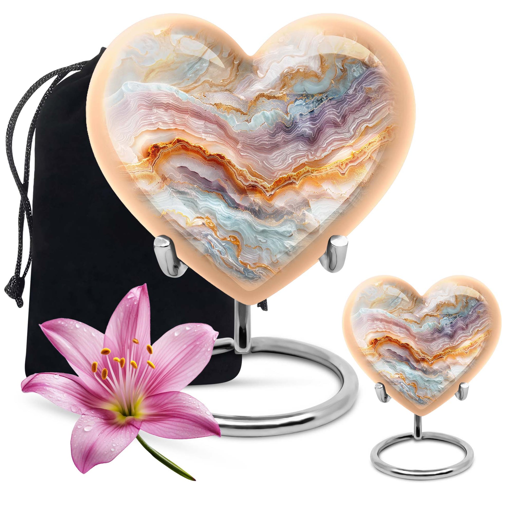 heart-themed abstract urn for adult human ashes