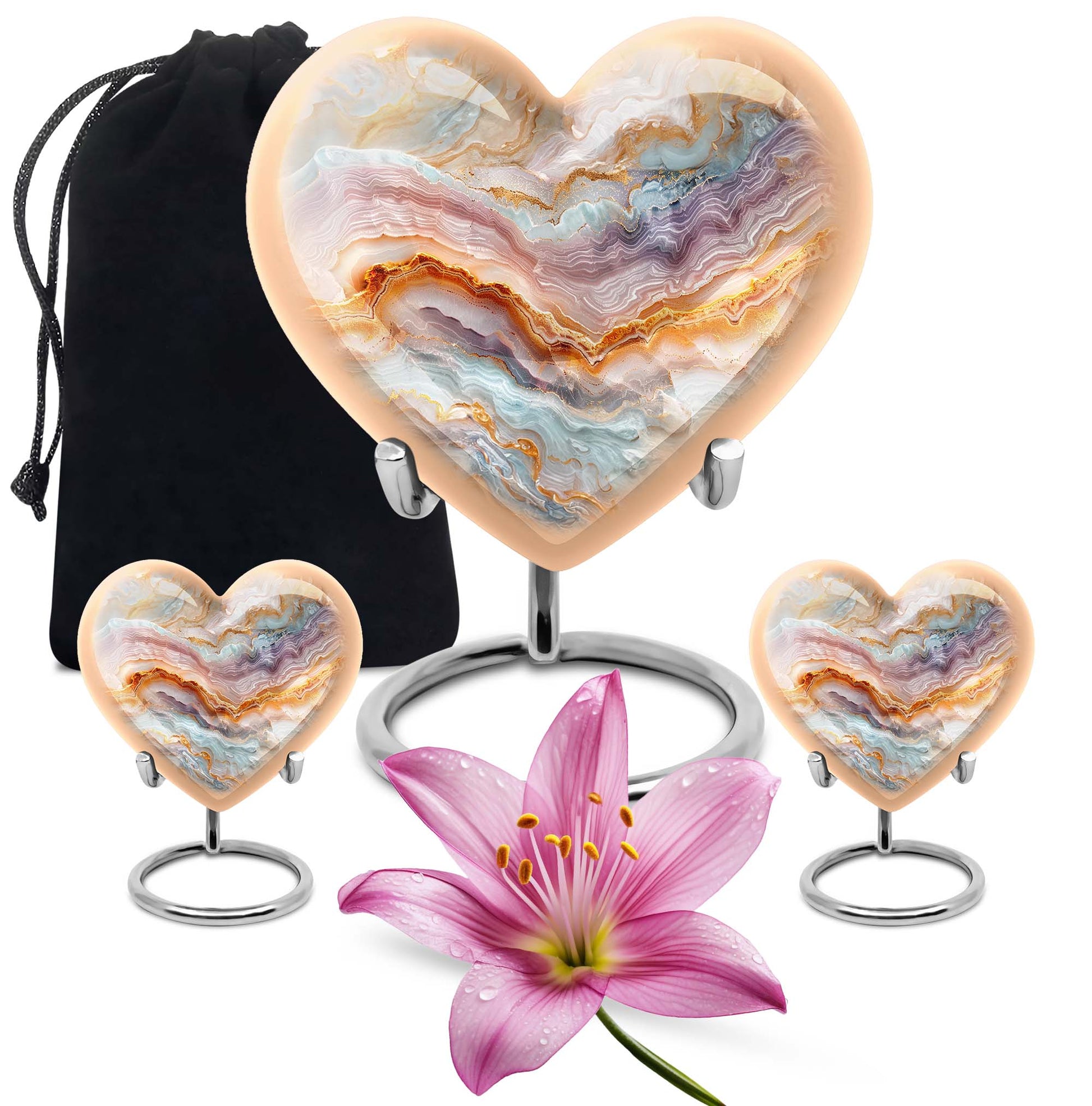 heart-themed abstract urn for adult human ashes