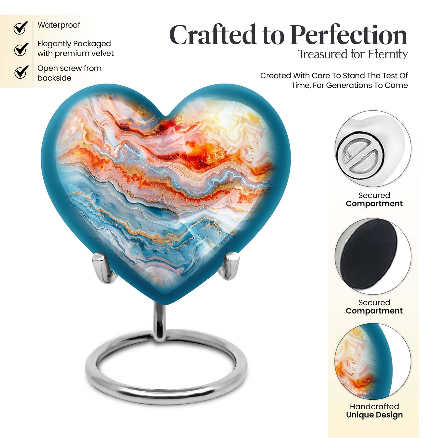 Abstract heart urn for adult ashes