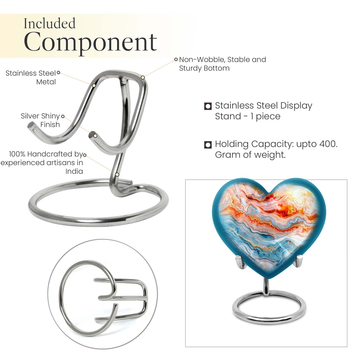 Abstract heart urn for adult ashes