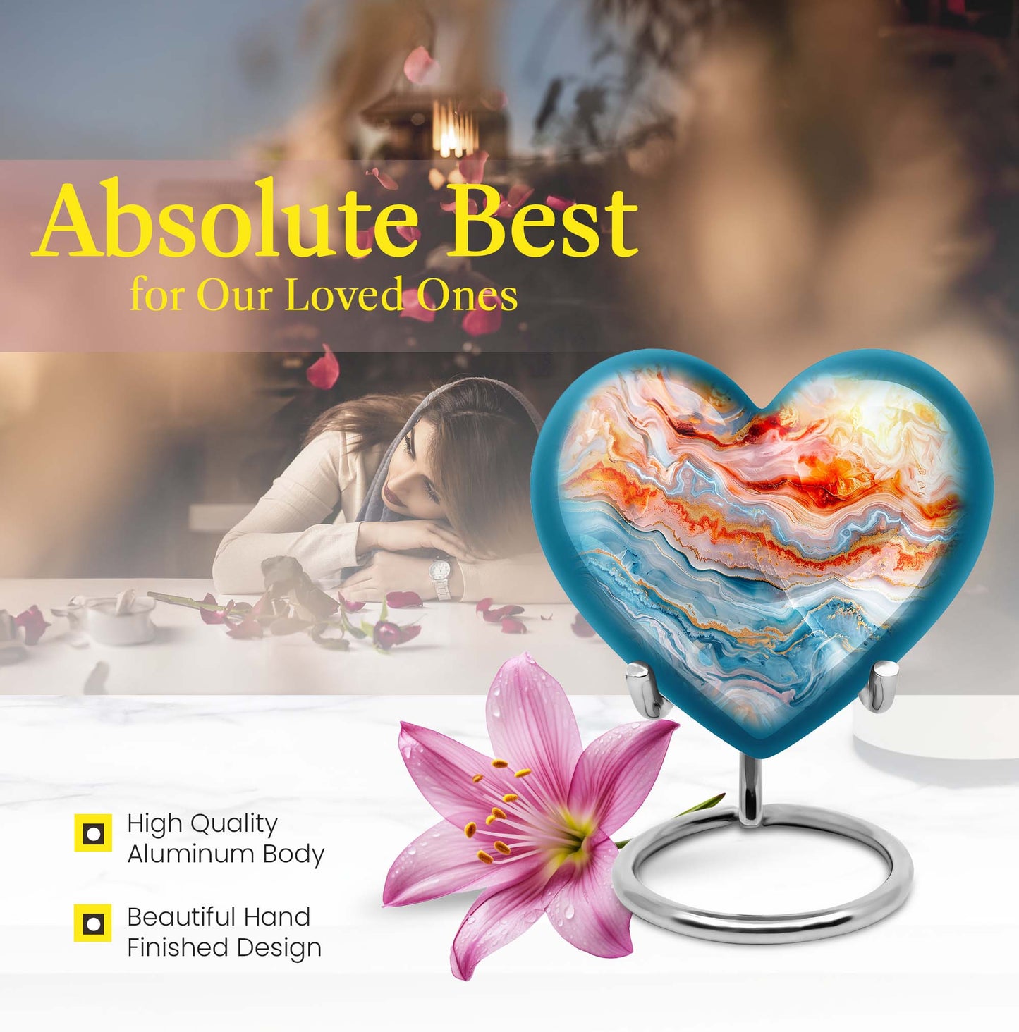 Abstract heart urn for adult ashes